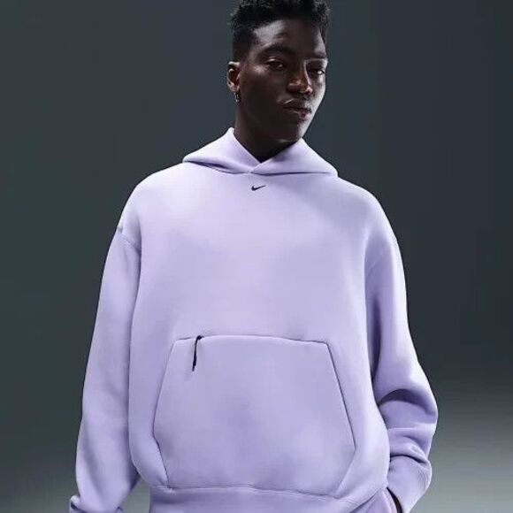Nike Tech Mens Small Oversized Fit Fleece Hoodie Hydrangeas Black HJ0681-515 S - Picture 1 of 14